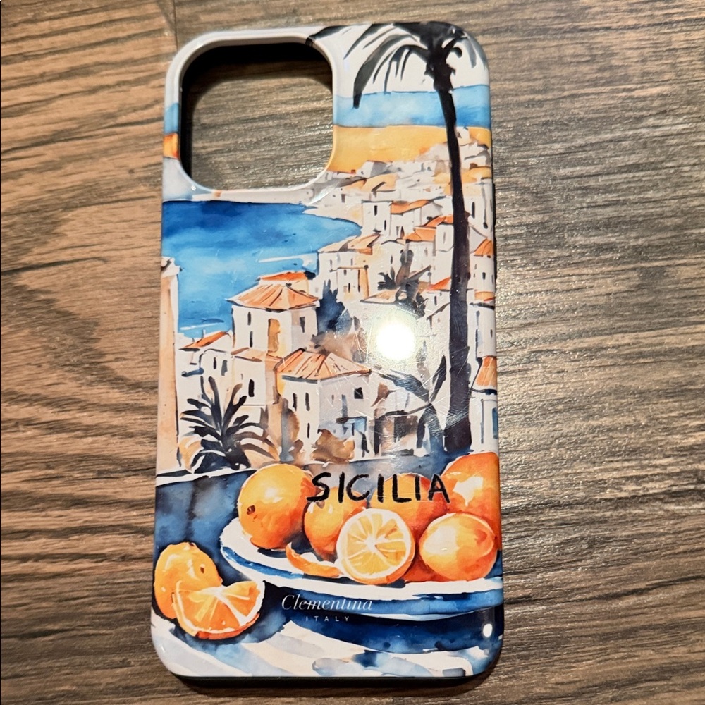 Sicily Themed Phone Case - Blue and Orange Apple 13 Pro Case